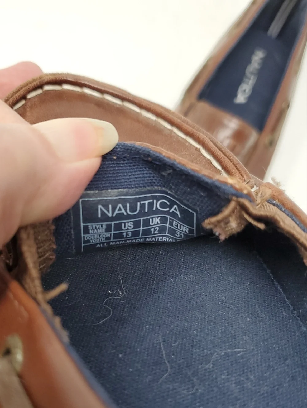 Nautica Brown Boys Leather Slip-On Dress Shoes